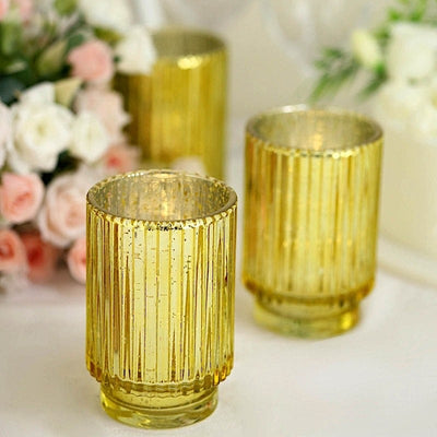 3 pcs 5 in Round Speckled Mercury Glass Votive Candle Holders