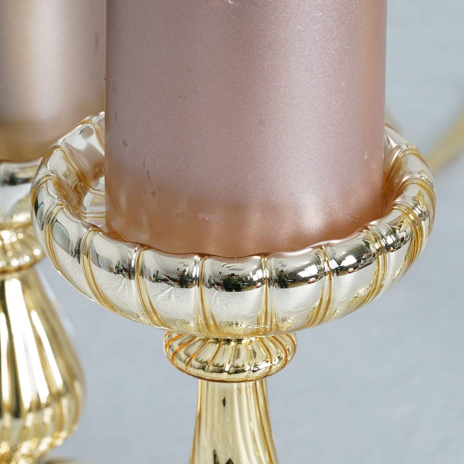 3 Mercury Glass Pillar Candle Holders Centerpieces