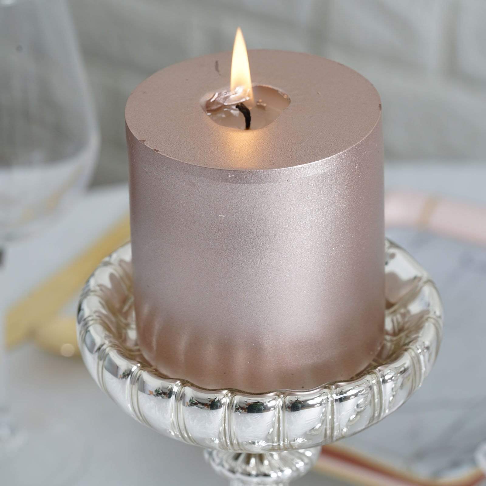3 Mercury Glass Pillar Candle Holders Centerpieces