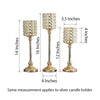 3 Pearl Beaded Gold Metal Candle Holders Wedding Centerpieces