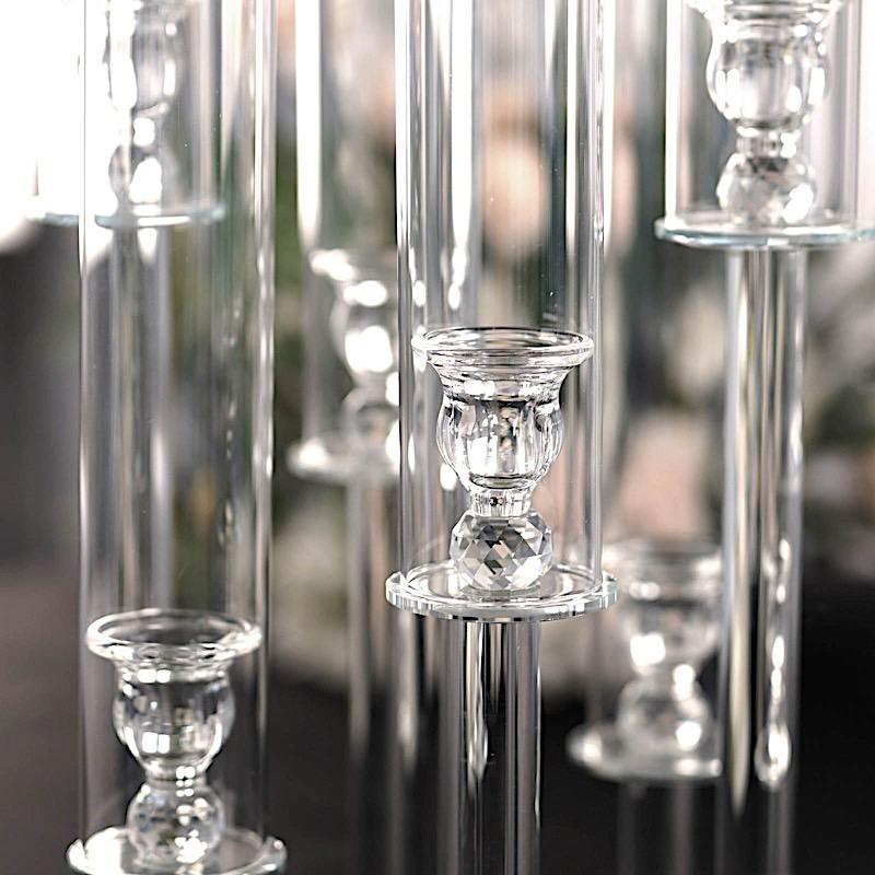 33 in tall Clear 7 Arm Crystal Glass Candelabra Pillar Votive Candle Holder