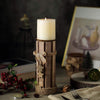 4 Natural Assorted Wood Candle Holders with String Ribbons and Stars