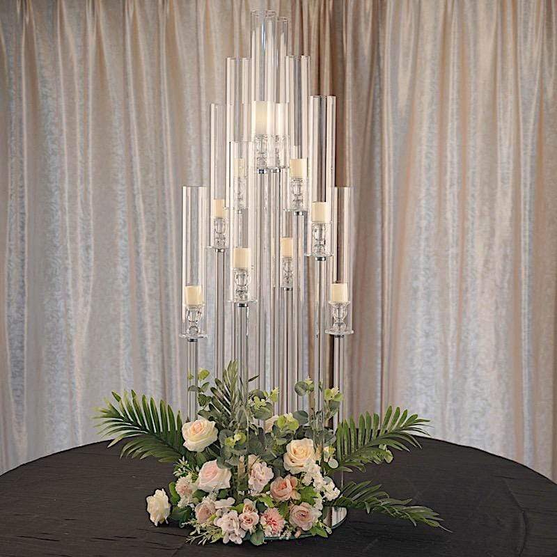 47 in tall Clear 10 Arm Crystal Glass Candelabra Pillar Votive Candle Holder