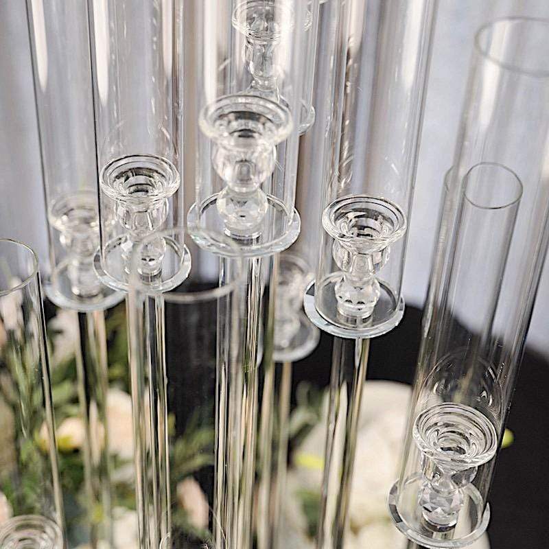 47 in tall Clear 10 Arm Crystal Glass Candelabra Pillar Votive Candle Holder