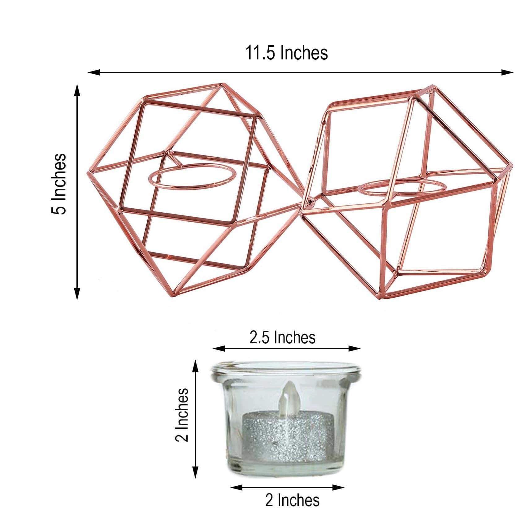 5 in tall Jointed Geometric Stand with Tealight Votive Glass Candle Holders