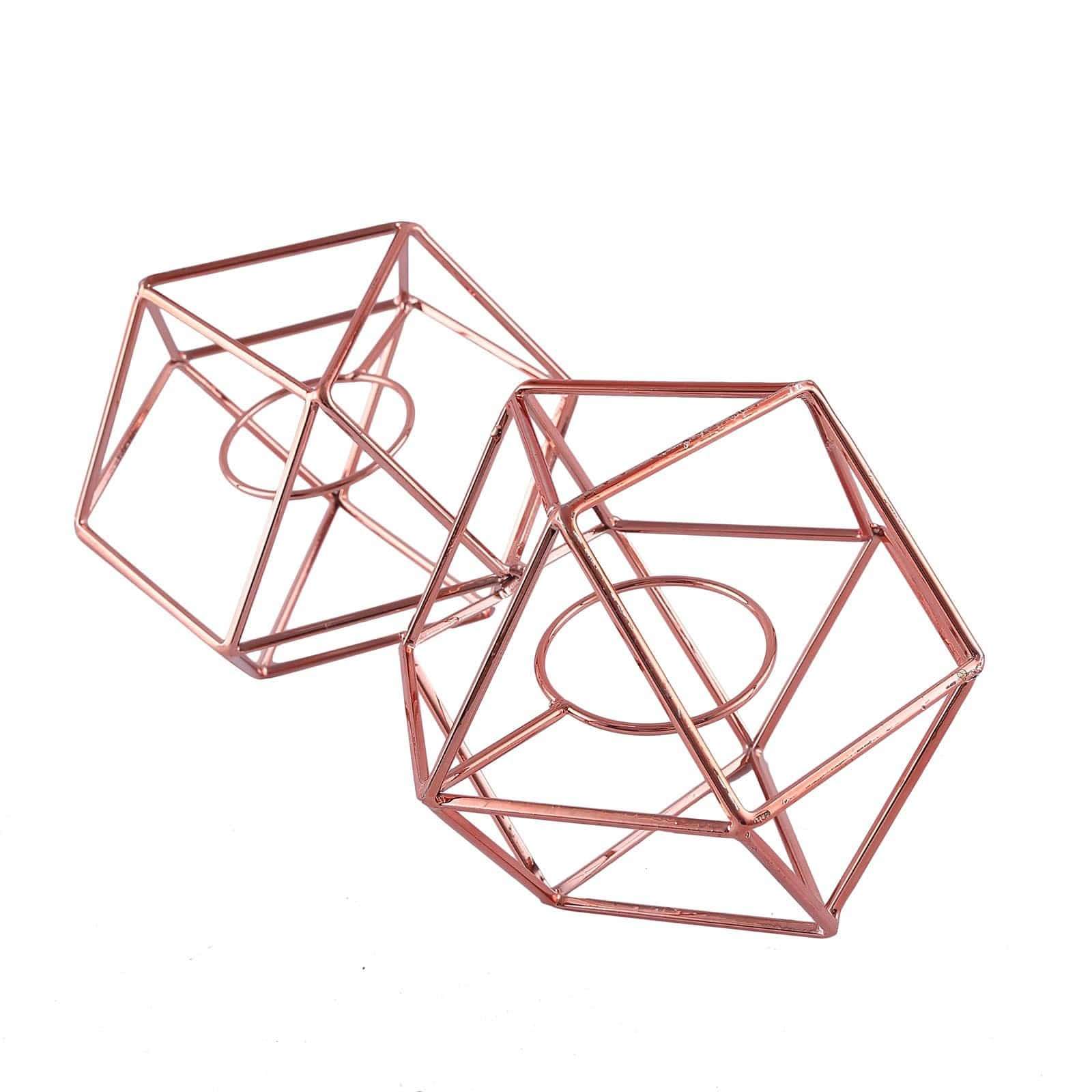 5 in tall Jointed Geometric Stand with Tealight Votive Glass Candle Holders