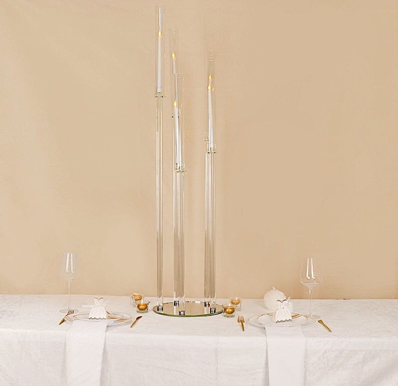 51 in tall Clear 5 Arm Crystal Glass Candelabra Taper Candle Holder