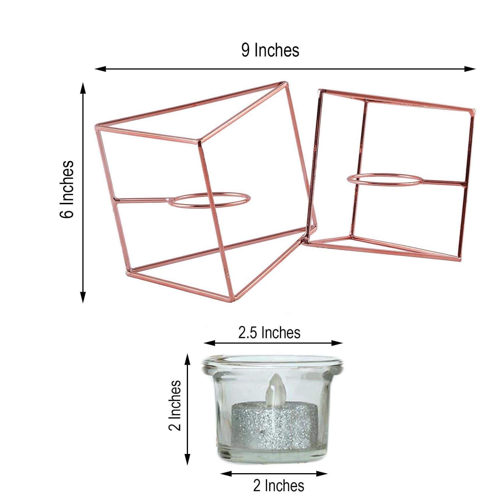 6 in tall Jointed Geometric Stand with Tealight Votive Glass Candle Holders