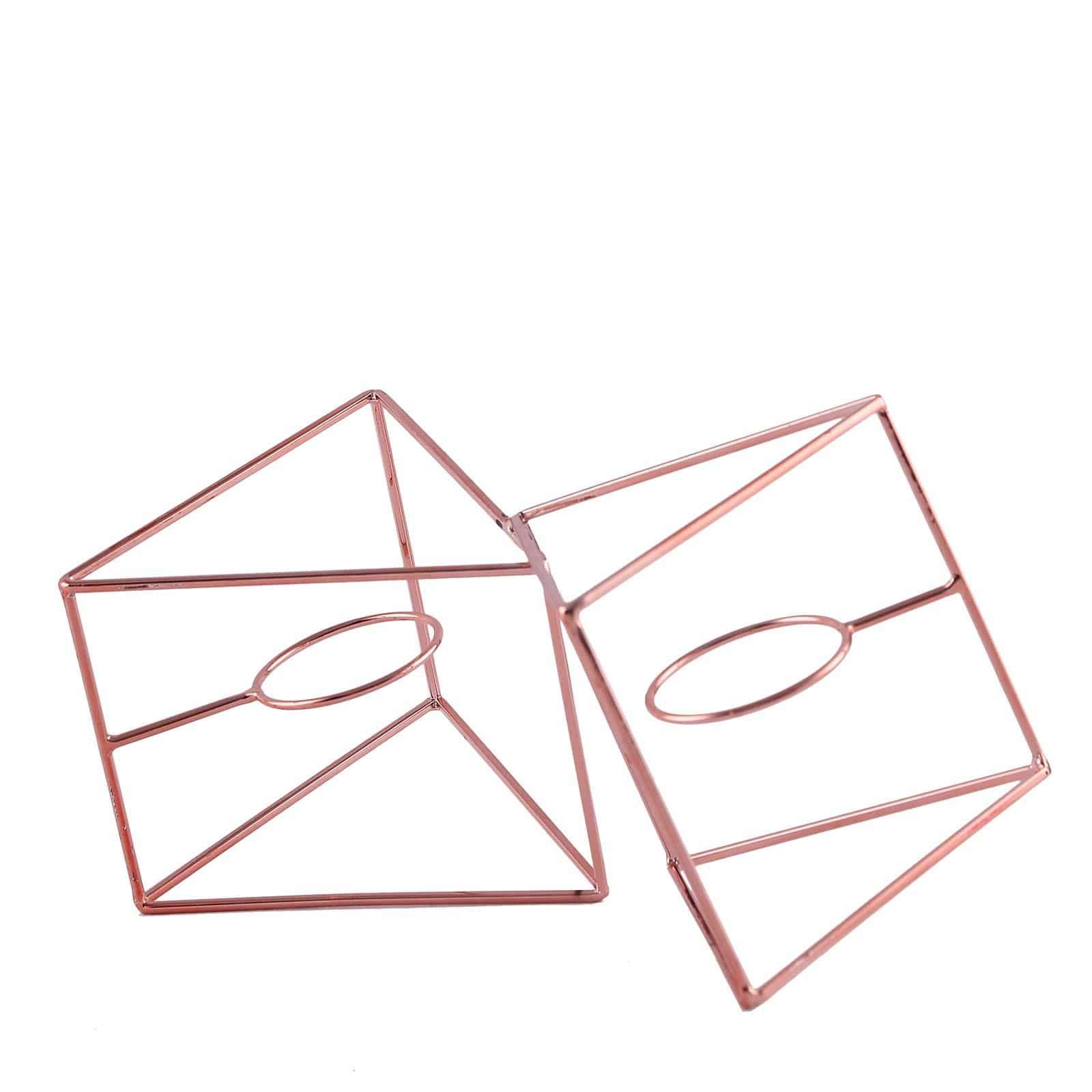 6 in tall Jointed Geometric Stand with Tealight Votive Glass Candle Holders