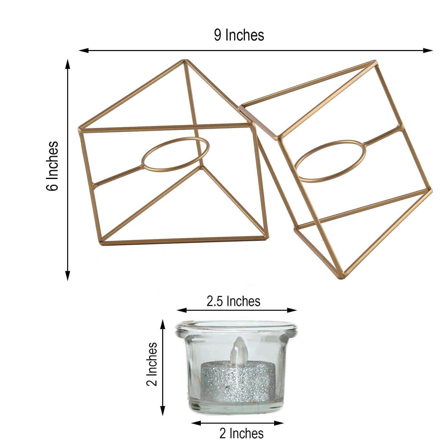 6 in tall Jointed Geometric Stand with Tealight Votive Glass Candle Holders