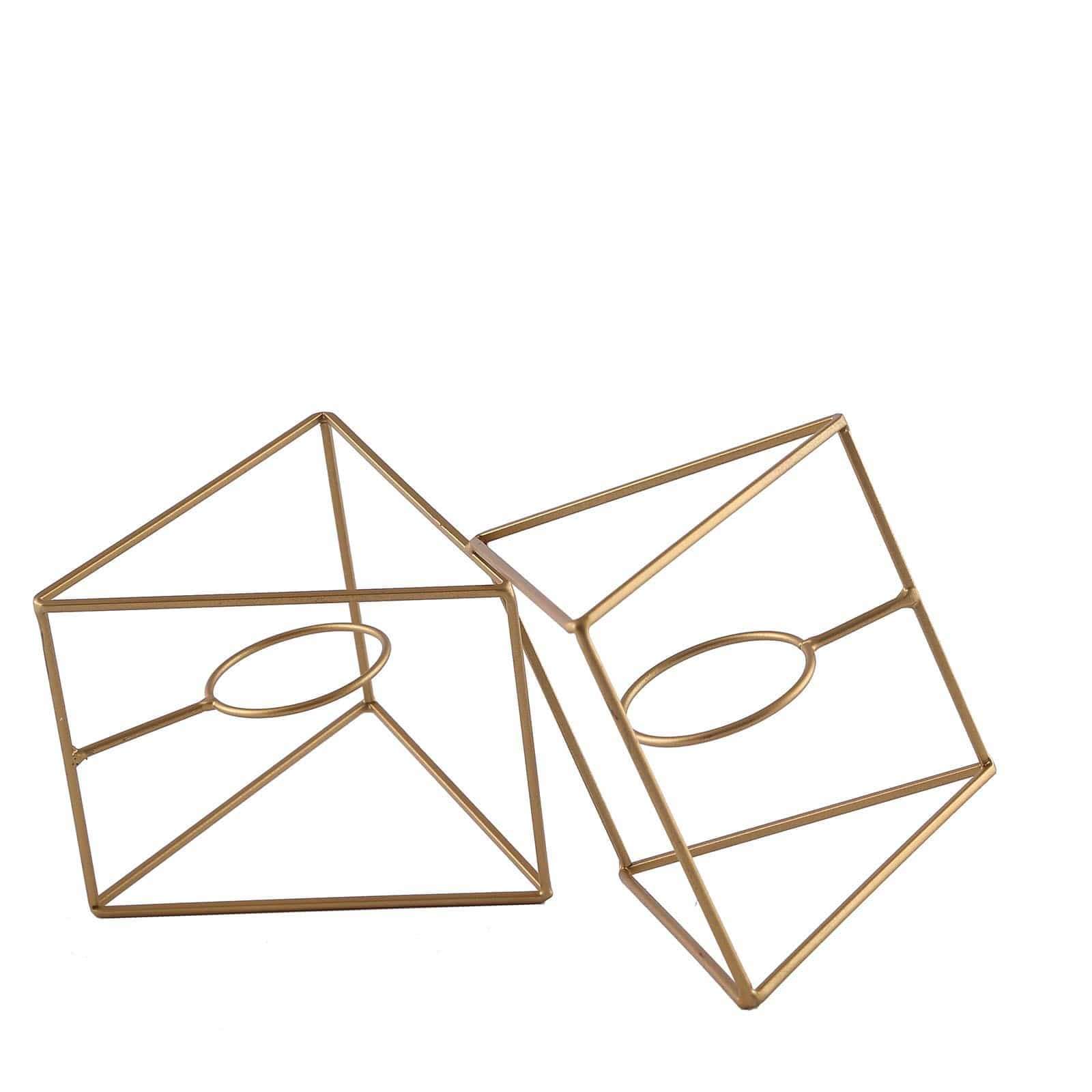 6 in tall Jointed Geometric Stand with Tealight Votive Glass Candle Holders