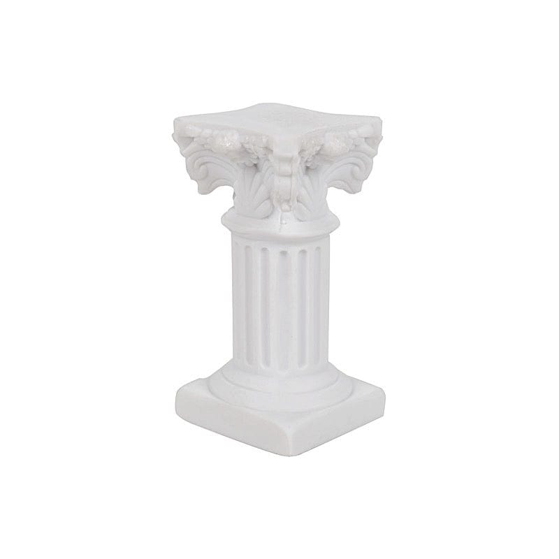 6 White Resin Mini Roman Column Taper Candle Holders Set