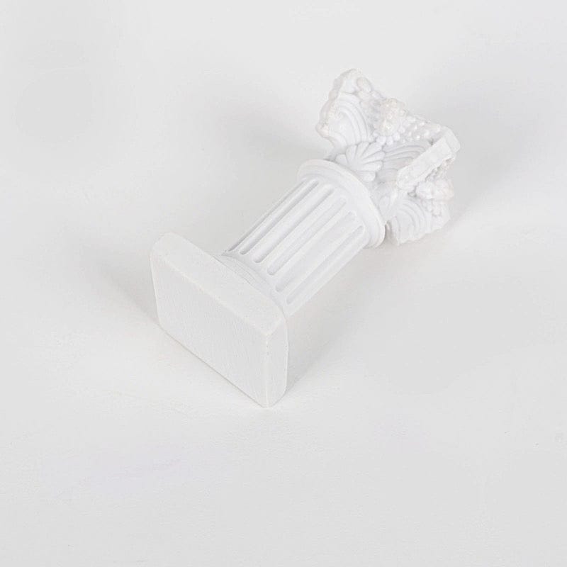 6 White Resin Mini Roman Column Taper Candle Holders Set