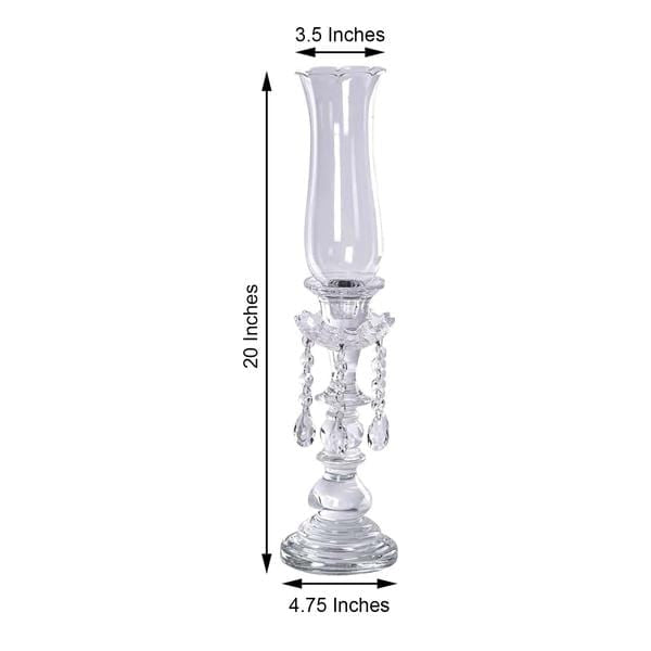 Clear 20 in tall Crystal Glass Hurricane Taper Candle Holder