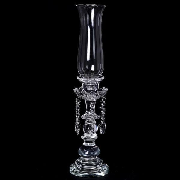 Clear 20 in tall Crystal Glass Hurricane Taper Candle Holder