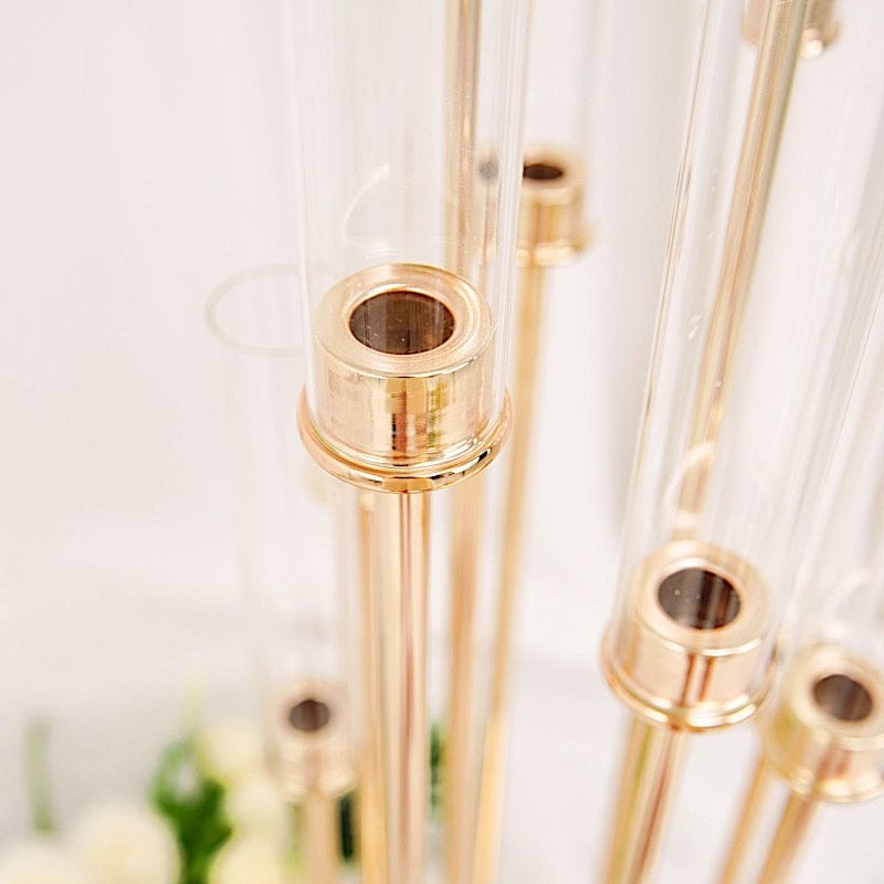 Gold 50 in tall Candelabra Candle Holder Centerpiece with Glass