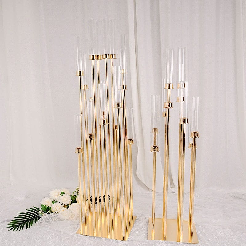 Gold 50 in tall Candelabra Candle Holder Centerpiece with Glass