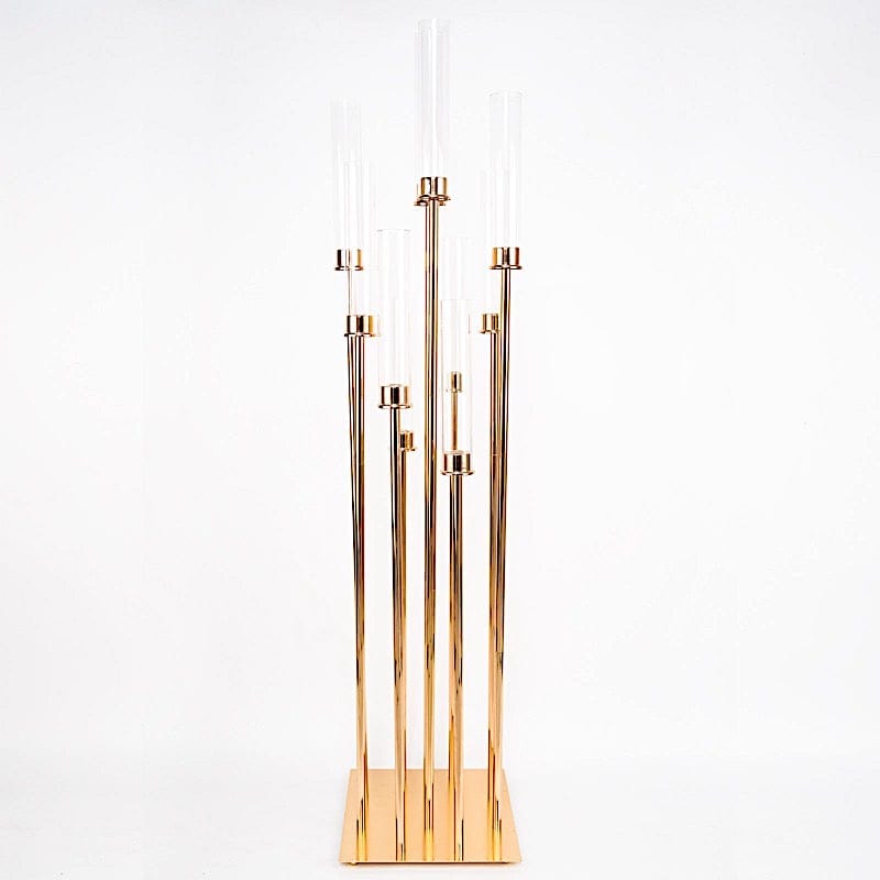 Gold 50 in tall Candelabra Candle Holder Centerpiece with Glass