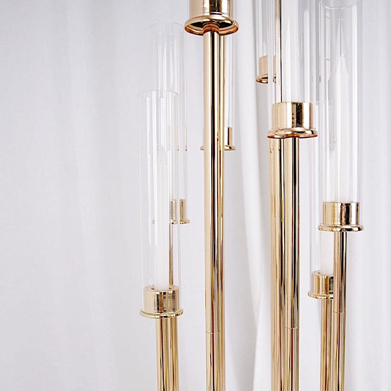 Gold 50 in tall Candelabra Candle Holder Centerpiece with Glass