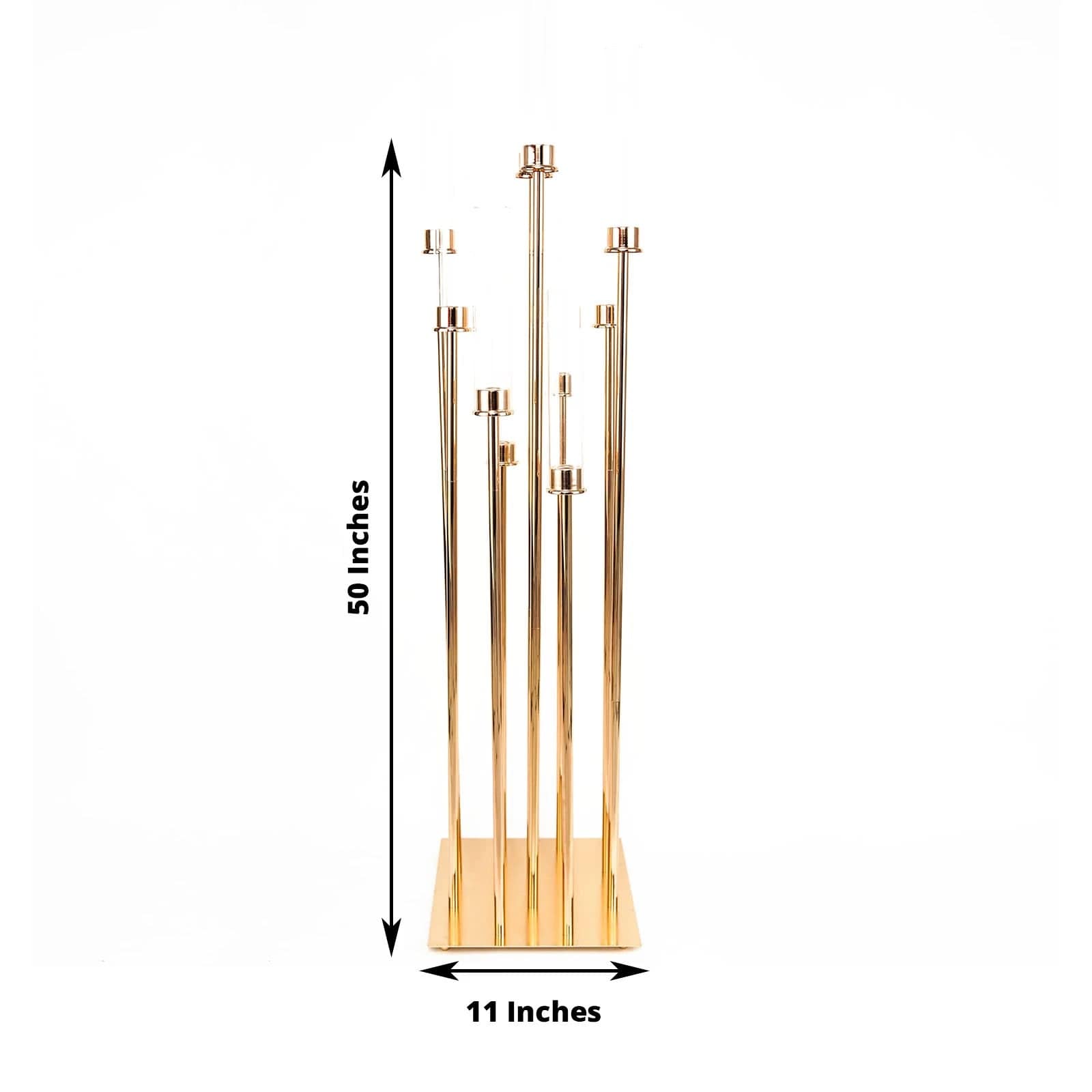 Gold 50 in tall Candelabra Candle Holder Centerpiece with Glass