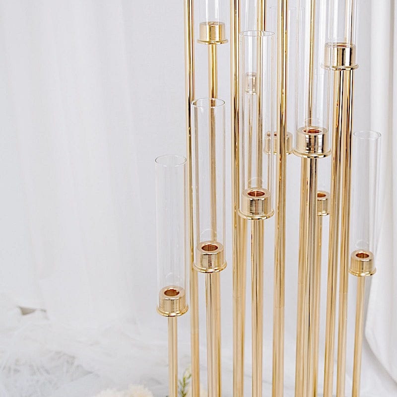 Gold 58 in tall Candelabra Candle Holder Centerpiece with Glass