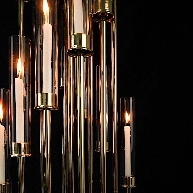 Gold 58 in tall Candelabra Candle Holder Centerpiece with Glass