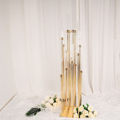 Gold 58 in tall Candelabra Candle Holder Centerpiece with Glass