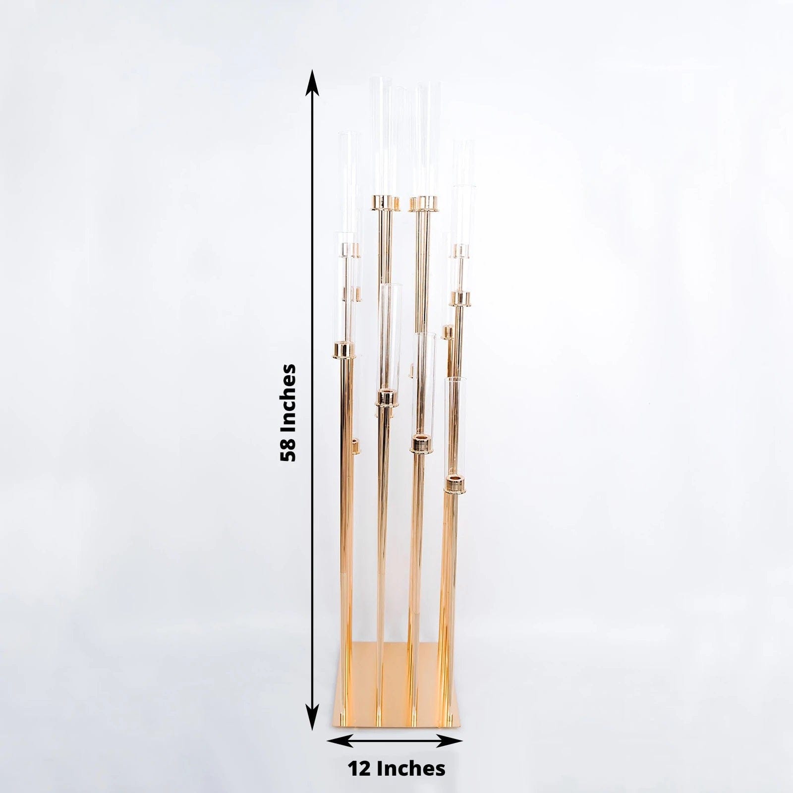 Gold 58 in tall Candelabra Candle Holder Centerpiece with Glass