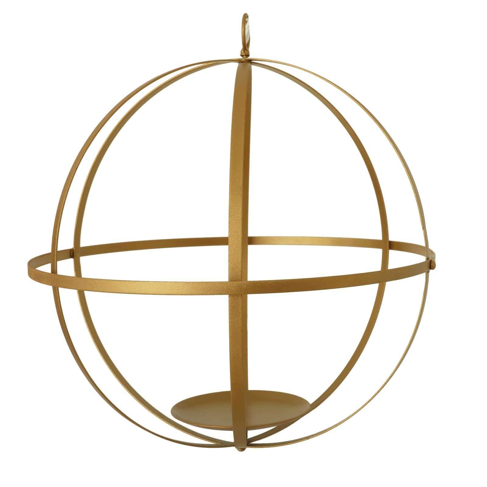 Gold Globe Ring Hanging Candle Holder Centerpiece