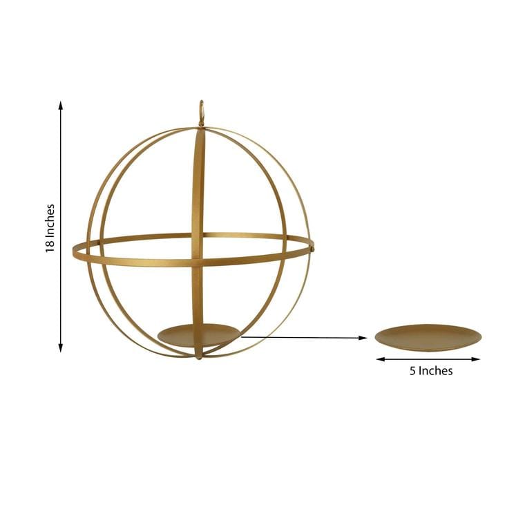 Gold Globe Ring Hanging Candle Holder Centerpiece