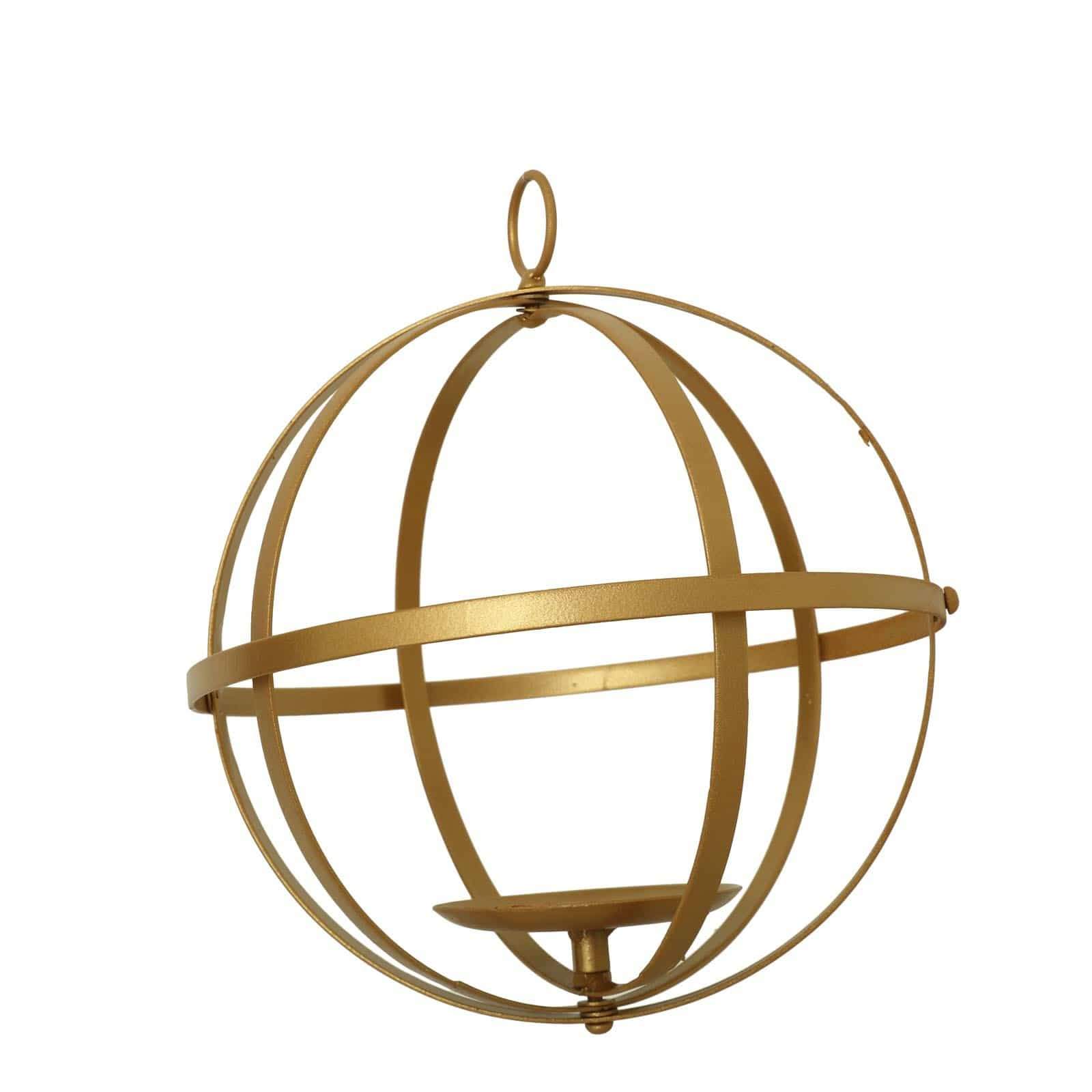 Gold Globe Ring Hanging Candle Holder Centerpiece