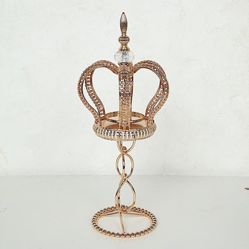 Gold Metal Crown Spiral Pillar Votive Candle Holder Stand Centerpiece