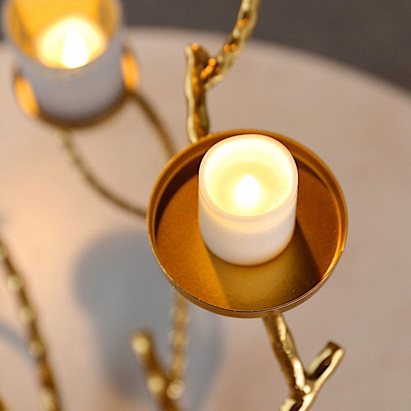 Gold Metal Manzanita Tree Branch Candelabra Candle Holders