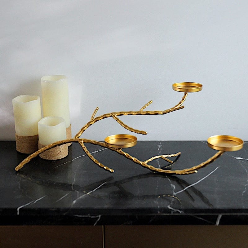 Gold Metal Manzanita Tree Branch Candelabra Candle Holders