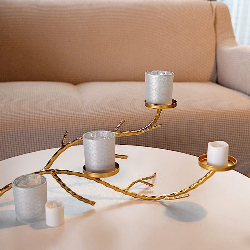 Gold Metal Manzanita Tree Branch Candelabra Candle Holders