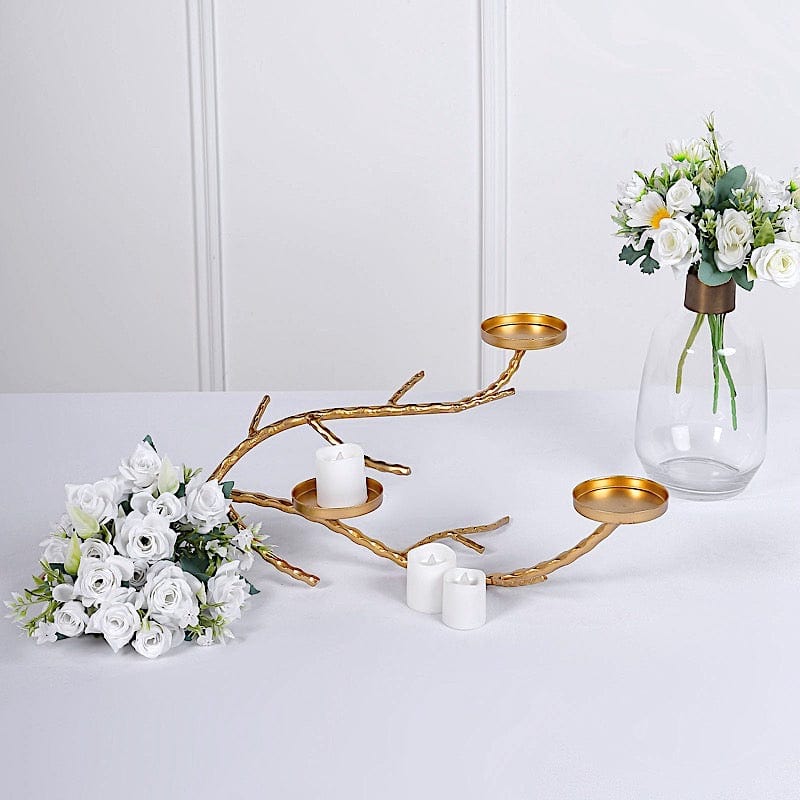 Gold Metal Manzanita Tree Branch Candelabra Candle Holders