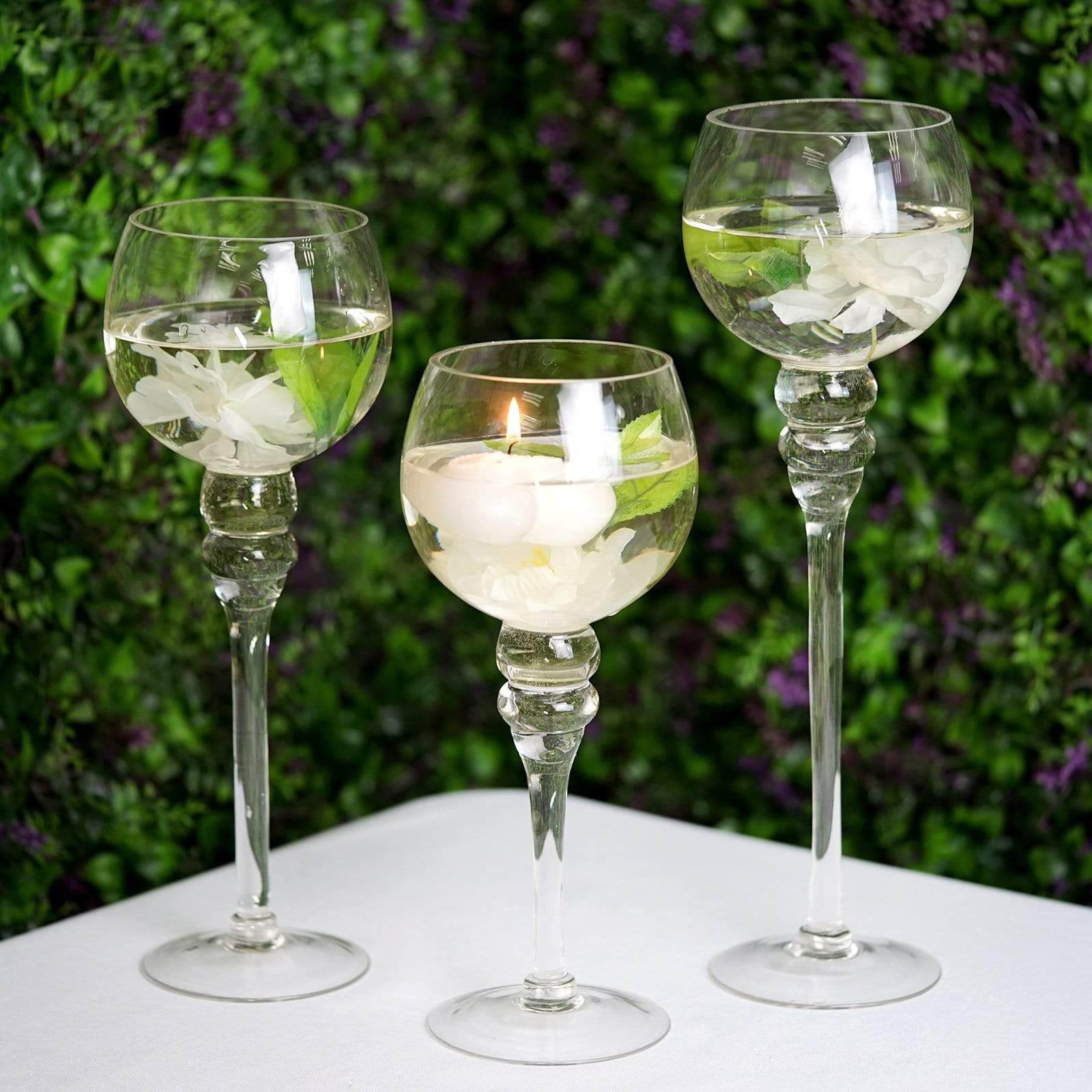 Set of 3 Clear Glass Globe Candle Holders Wedding Vases Centerpieces