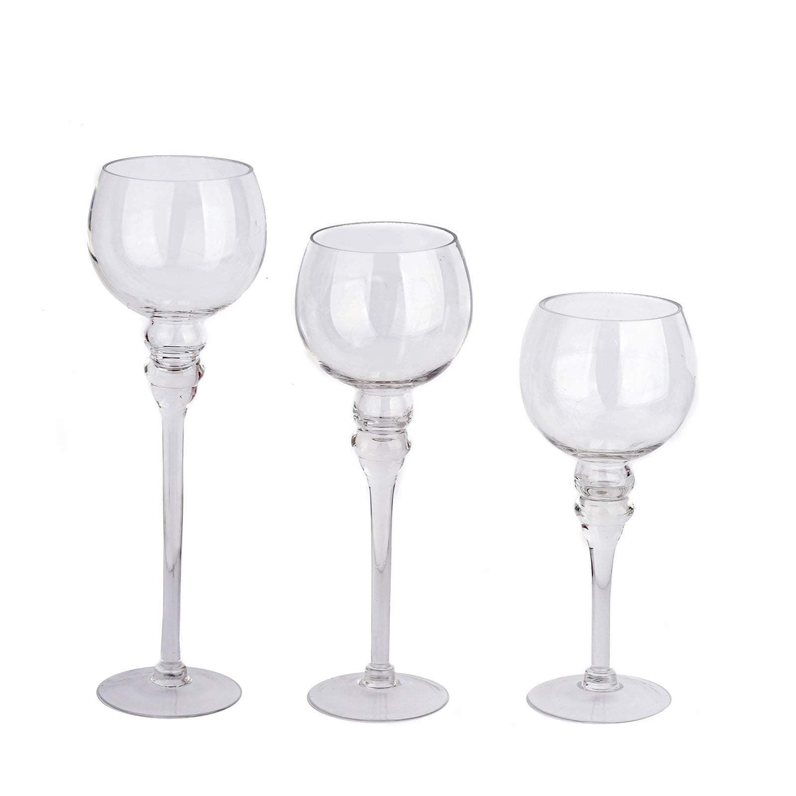 Set of 3 Clear Glass Globe Candle Holders Wedding Vases Centerpieces