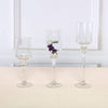 Set of 3 Raised Cylinder Clear Glass Vases Centerpieces and Candle Holders