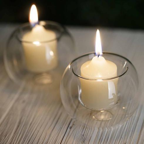 Set of 6 Clear Glass Globe Votive Candle Holders