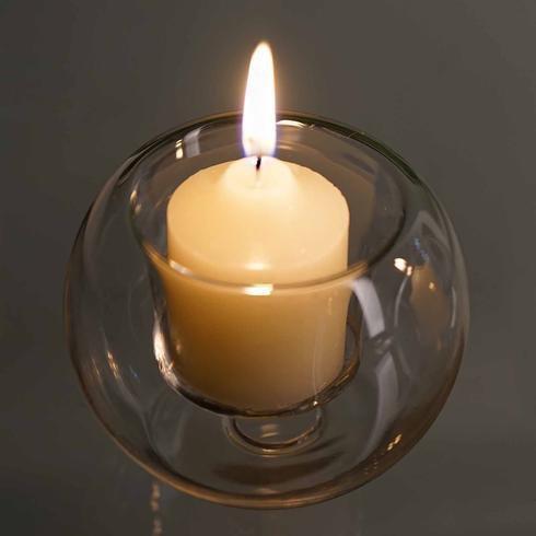 Set of 6 Clear Glass Globe Votive Candle Holders