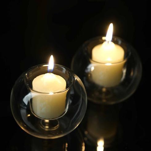 Set of 6 Clear Glass Globe Votive Candle Holders