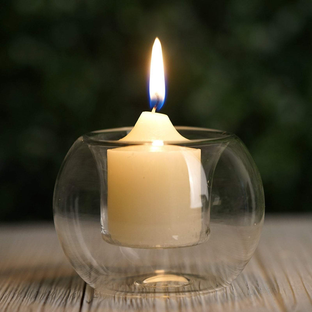 Set of 6 Clear Glass Globe Votive Candle Holders