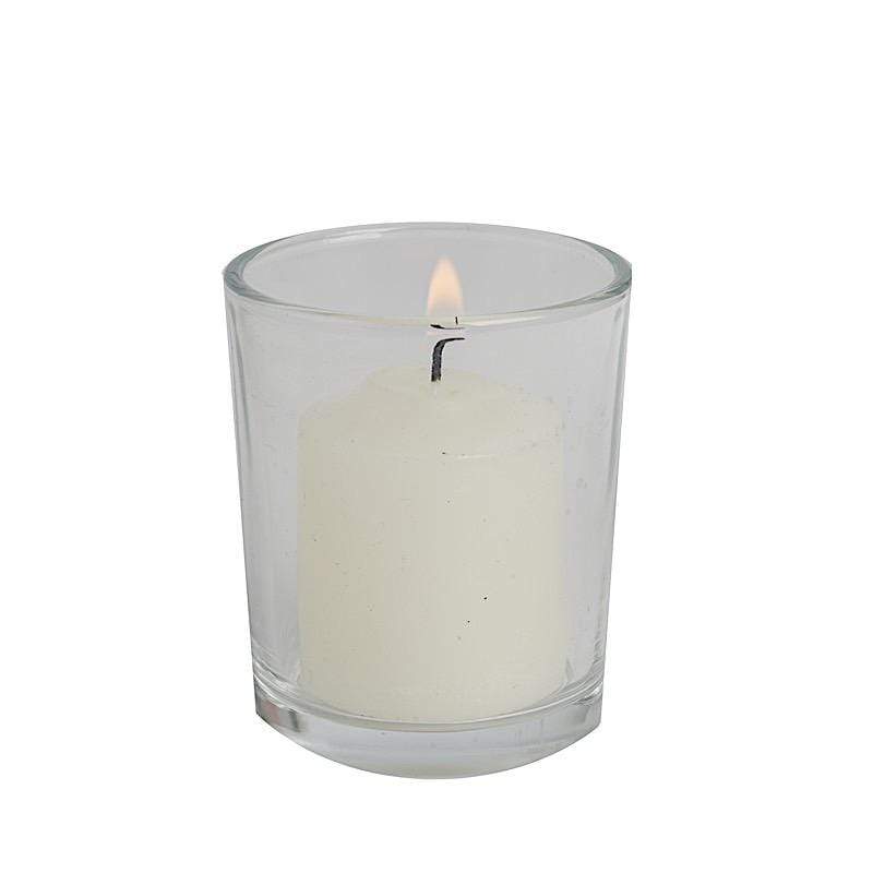 12 pcs Round Votive Tealight Candles with Clear Glass Holders