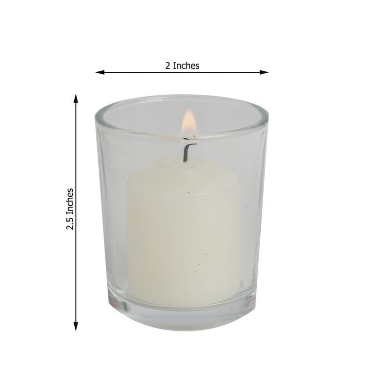 12 pcs Round Votive Tealight Candles with Clear Glass Holders