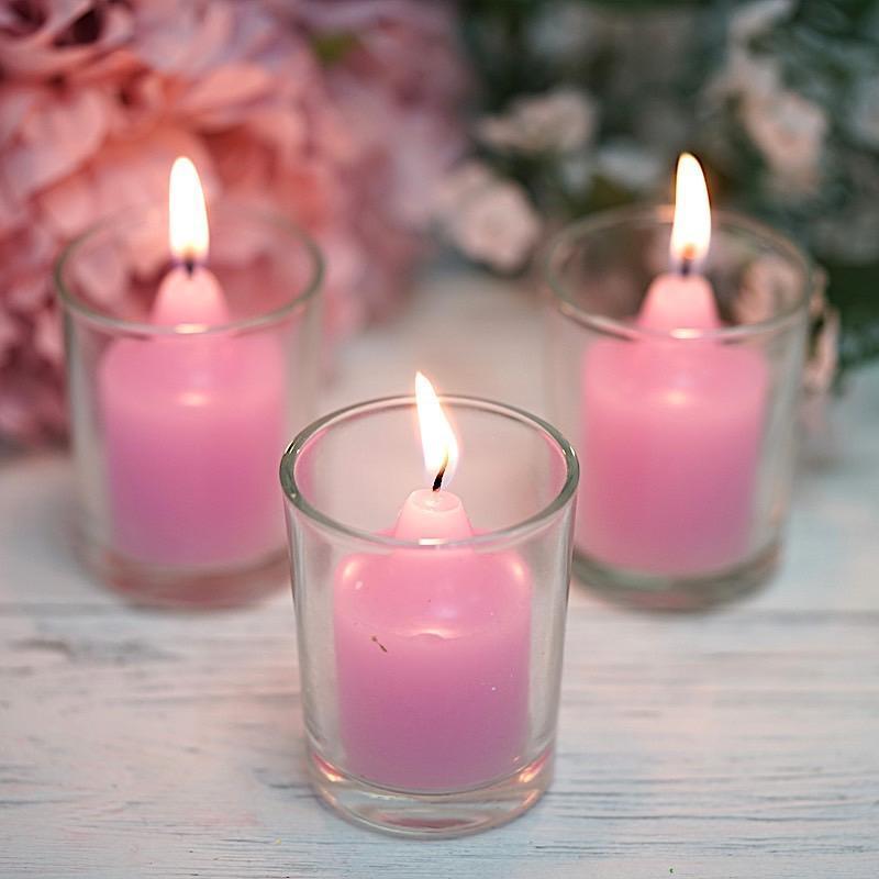 12 pcs Round Votive Tealight Candles with Clear Glass Holders