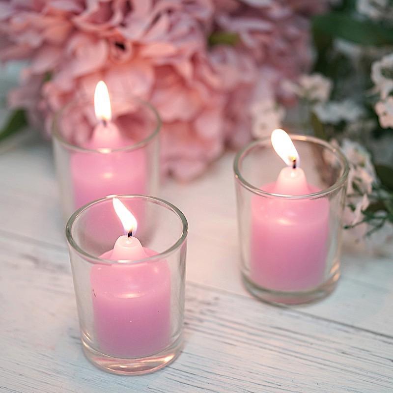 12 pcs Round Votive Tealight Candles with Clear Glass Holders