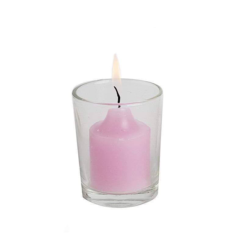 12 pcs Round Votive Tealight Candles with Clear Glass Holders