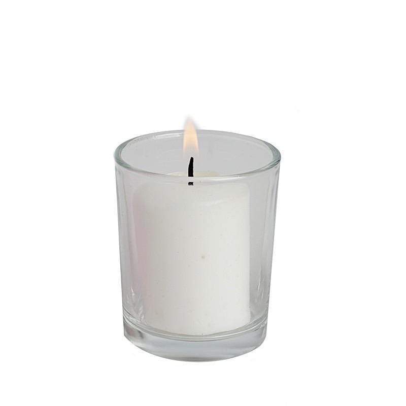 12 pcs Round Votive Tealight Candles with Clear Glass Holders