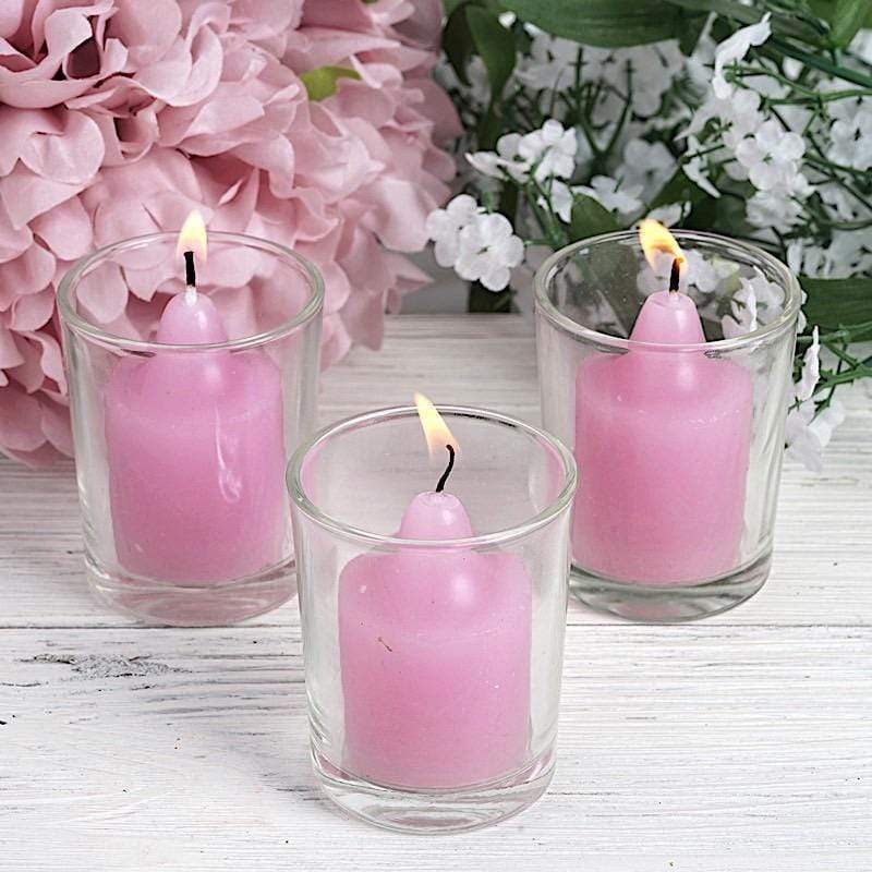 12 pcs Round Votive Tealight Candles with Clear Glass Holders